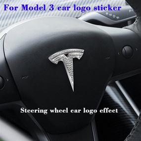 img 1 attached to 💎 Привнесите блеск в свою Tesla Model 3 с помощью наклейки-кристалла YHCDSEA Bling Crystal Diamond Decal Sticker Set для аксессуаров с логотипом.