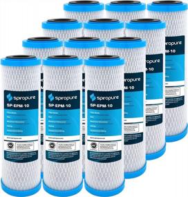 img 4 attached to 12 Pack SpiroPure EPM-10 155634-43 CFB-10 255671-43 CB-25 1010 10X2.5 10 Micron NSF Carbon Water Filter Cartridge Replacements