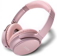 zvox noise cancelling headphones - over ear bluetooth hi-res audio with accuvoice technology, wireless microphone & deep bass, rose gold logo