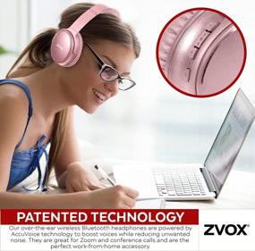 img 3 attached to ZVOX Noise Cancelling Headphones - Over Ear Bluetooth Hi-Res Audio With AccuVoice Technology, Wireless Microphone & Deep Bass, Rose Gold