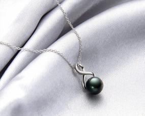 img 2 attached to Pearl Necklace Infinity Pendant Freshwater Cultured/Tahitian Black Pearl Necklace With Sterling Silver Chain Gift For Women