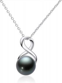 img 4 attached to Pearl Necklace Infinity Pendant Freshwater Cultured/Tahitian Black Pearl Necklace With Sterling Silver Chain Gift For Women