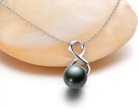 img 3 attached to Pearl Necklace Infinity Pendant Freshwater Cultured/Tahitian Black Pearl Necklace With Sterling Silver Chain Gift For Women