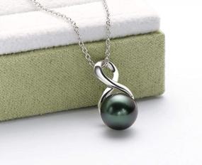 img 1 attached to Pearl Necklace Infinity Pendant Freshwater Cultured/Tahitian Black Pearl Necklace With Sterling Silver Chain Gift For Women