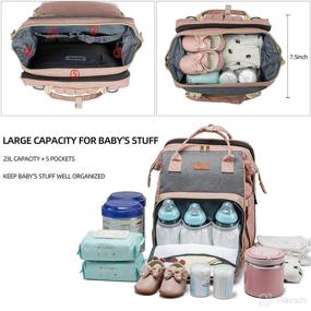 img 1 attached to 🎒 KUAK Diaper Bag Backpack with Changing Station - Travel-friendly Baby Bags for Boys and Girls, Waterproof Nappy Bag with Bassinet Bed and Stroller Straps - Perfect Baby Gifts for Mom and Dad (Pink Grey)