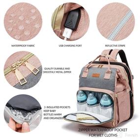 img 3 attached to 🎒 KUAK Diaper Bag Backpack with Changing Station - Travel-friendly Baby Bags for Boys and Girls, Waterproof Nappy Bag with Bassinet Bed and Stroller Straps - Perfect Baby Gifts for Mom and Dad (Pink Grey)