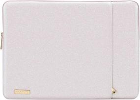 img 4 attached to 📚 MOSISO PU Leather Laptop Sleeve 13-13.3 inch, Compatible with MacBook Air, MacBook Pro, 2019 2018 Surface Laptop, Notebook Computer, Vertical Style Padded Bag, Waterproof Case - Light Pink