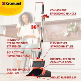 img 3 attached to Efficient Red Broom and Dustpan Set – Long Handled Magic Combo for Easy Floor Cleaning at Home and in the Kitchen