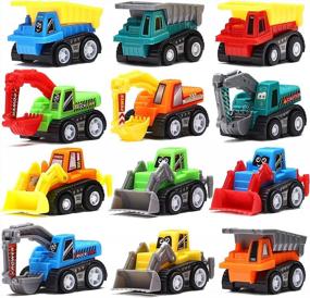 img 4 attached to Mini Construction Vehicle Set - 12 Pull Back Cars For Kids, Educational Engineering Toys For Preschool Children, Ideal For Birthday Gifts, Classroom Rewards, And Christmas Stocking Stuffers