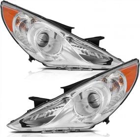 img 4 attached to 2011-2014 Hyundai Sonata Headlight Assembly Replacement - Chrome Housing, Amber Reflector & Clear Lens