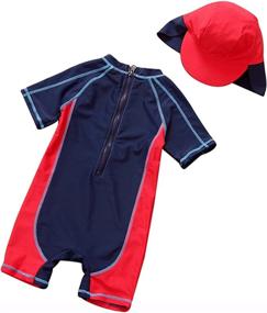 img 1 attached to 🏊 Sunsuits with Enhanced Zipper Protection for Boys' Swimming Attire - Swimwear