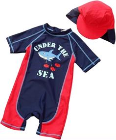 img 2 attached to 🏊 Sunsuits with Enhanced Zipper Protection for Boys' Swimming Attire - Swimwear