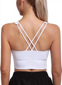 img 4 attached to Women'S Criss-Cross Back Sports Bra Strappy Wirefree Crop Top Yoga Gym Workout Fitness Cami