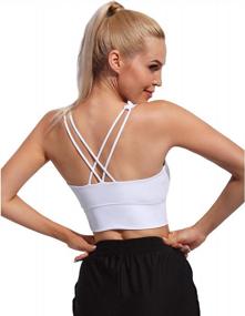 img 3 attached to Women'S Criss-Cross Back Sports Bra Strappy Wirefree Crop Top Yoga Gym Workout Fitness Cami