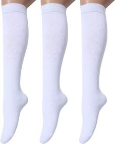 img 4 attached to Leotruny 3 Pairs Women'S Cotton Opaque Knee High Socks