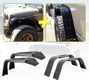 img 4 attached to 🚙 Offroad Powder Coated Steel Rear Fender Flares for 2019-2021 Jeep Gladiator JT - ROXX