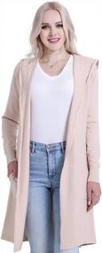 img 4 attached to SMILING PINKER Women Light Weight Cardigan Casual Drape Open Front Sweater With Pockets Hood