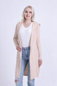 img 2 attached to SMILING PINKER Women Light Weight Cardigan Casual Drape Open Front Sweater With Pockets Hood