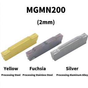img 2 attached to CNC Lathe Grooving Tool Holder MGEHR1212-2(0.47 Inch) - Three MGMN200 Cemented Carbide Blades, Yellow Steel, Fuchsia Stainless Steel & Silver Aluminum Alloy (2Mm)