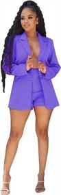 img 3 attached to Women'S Dressy Sexy Solid Color Deep V Neck Open Front Blazer And Shorts Suit Sets