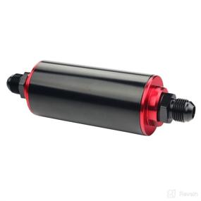 img 2 attached to 🔍 Dewhel High Flow 100 Micron Cleanable SS AN6 AN8 AN10 Universal Inline Fuel Filter - 50MM Black Aluminum: Effective Filtering for Ultimate Performance