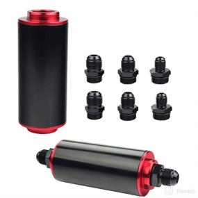 img 4 attached to 🔍 Dewhel High Flow 100 Micron Cleanable SS AN6 AN8 AN10 Universal Inline Fuel Filter - 50MM Black Aluminum: Effective Filtering for Ultimate Performance