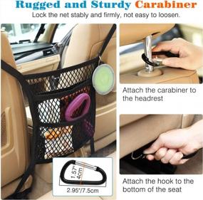 img 1 attached to VavoPaw Dog Car Net Barrier, 5 Layers Back Seat Net Organizer Storage Pouch Bag, Sturdy Carabiner & Pet Stretchable Mesh Obstacle, Safe Driving Disturb Stopper - Black