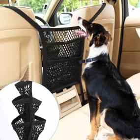 img 4 attached to VavoPaw Dog Car Net Barrier, 5 Layers Back Seat Net Organizer Storage Pouch Bag, Sturdy Carabiner & Pet Stretchable Mesh Obstacle, Safe Driving Disturb Stopper - Black