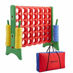 img 4 attached to Giant 4-In-A-Row Premium Plastic Game Set With Carry Bag - BPA Free & Red/Green - Amazon Basics