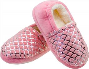 img 4 attached to Sparkling Pink Lulex House Slippers For Girls With Anti-Slip Sole