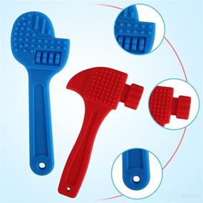 img 3 attached to Fu Store 2 Pack Soft Silicone Teething Tools for Toddlers: Hammer and Wrench Shape Baby Teethers, Soothing Relief for Babies' Gums