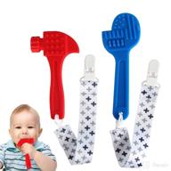 fu store 2 pack soft silicone teething tools for toddlers: hammer and wrench shape baby teethers, soothing relief for babies' gums logo