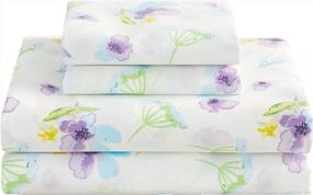 img 4 attached to Softan Floral Full Sheet Set Blue Dandelion Flower Bed Sheets Double Printed Sheets - 4 Piece Soft Microfiber Patterned Fitted Sheets Full With 15" Deep Pocket