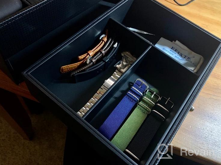 img 1 attached to Keep Your Watches Safe And Organized With BEWISHOME'S 10-Slot Watch Box - Black PU Leather, Real Glass Top, And Valet Drawer Included! review by Eli Saumell