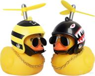 🦆 rubber duck car dashboard decorations with propeller helmet - funny yellow duck ornaments as diy stress-relieving toys for adults and kids (shark + bee) logo