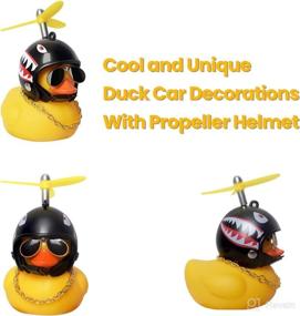 img 3 attached to 🦆 Rubber Duck Car Dashboard Decorations with Propeller Helmet - Funny Yellow Duck Ornaments as DIY Stress-relieving Toys for Adults and Kids (Shark + Bee)