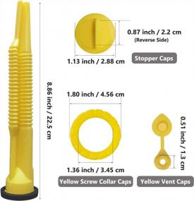 img 3 attached to EONLION Gas Can Replacement Spout Kit - Flexible Pour Nozzle With Strainer And Gasket - Vent, Stopper, And Collar Caps - 3 Pack Yellow Spout Kit For Old Cans And Water Jugs