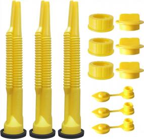 img 4 attached to EONLION Gas Can Replacement Spout Kit - Flexible Pour Nozzle With Strainer And Gasket - Vent, Stopper, And Collar Caps - 3 Pack Yellow Spout Kit For Old Cans And Water Jugs
