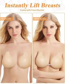 img 1 attached to Women'S Backless Strapless Push Up Bra With Nipple Cover - MELLIEX Silicone Sticky Adhesive Invisible Lift Bra.