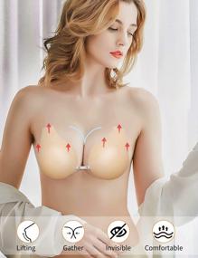img 2 attached to Women'S Backless Strapless Push Up Bra With Nipple Cover - MELLIEX Silicone Sticky Adhesive Invisible Lift Bra.
