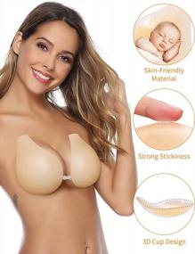 img 3 attached to Women'S Backless Strapless Push Up Bra With Nipple Cover - MELLIEX Silicone Sticky Adhesive Invisible Lift Bra.