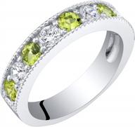 peora sterling silver women's wedding band with gemstones: 4mm milgrain half-eternity ring, comfort fit, sizes 5-9 logo