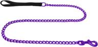 🐾 electric purple nylon handle dog leash - platinum pets coated chain, 4mm logo