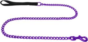 img 1 attached to 🐾 Electric Purple Nylon Handle Dog Leash - Platinum Pets Coated Chain, 4mm