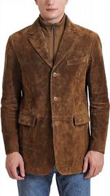 img 4 attached to BGSD Men Brett Leather Blazer Suede Sport Coat Jacket - Regular &amp; Tall Fit