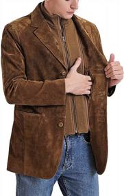 img 1 attached to BGSD Men Brett Leather Blazer Suede Sport Coat Jacket - Regular &amp; Tall Fit