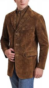 img 2 attached to BGSD Men Brett Leather Blazer Suede Sport Coat Jacket - Regular & Tall Fit
