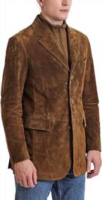 img 3 attached to BGSD Men Brett Leather Blazer Suede Sport Coat Jacket - Regular & Tall Fit