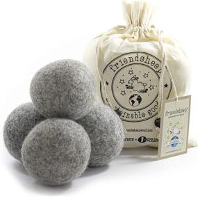 img 1 attached to 🧦 Friendsheep Wool Dryer Balls - XL Organic 4 Pack | Reusable Fair Trade Fabric Softener | Handmade, Cruelty-Free, Premium Quality | No Lint | Gray Color