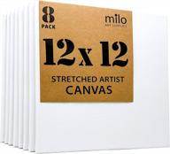 🎨 milo stretched artist canvas 12x12 inch - value pack of 8 canvases for acrylic, oil, mixed media & pouring - primed & ready to paint - 100% cotton with pine wood frame logo